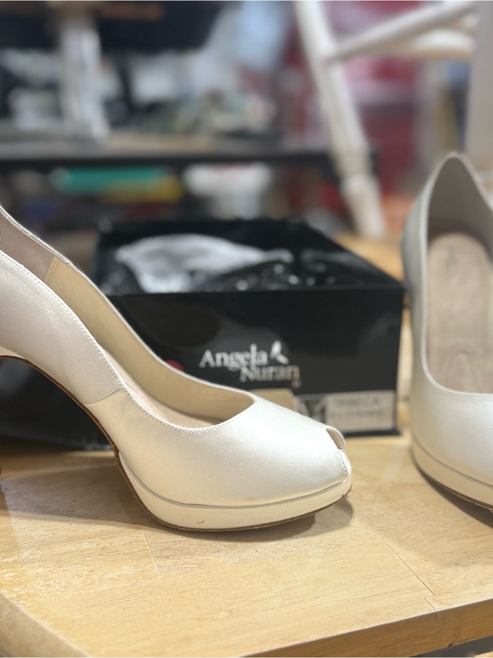 Women's Ivory Peep-Toe High Heels